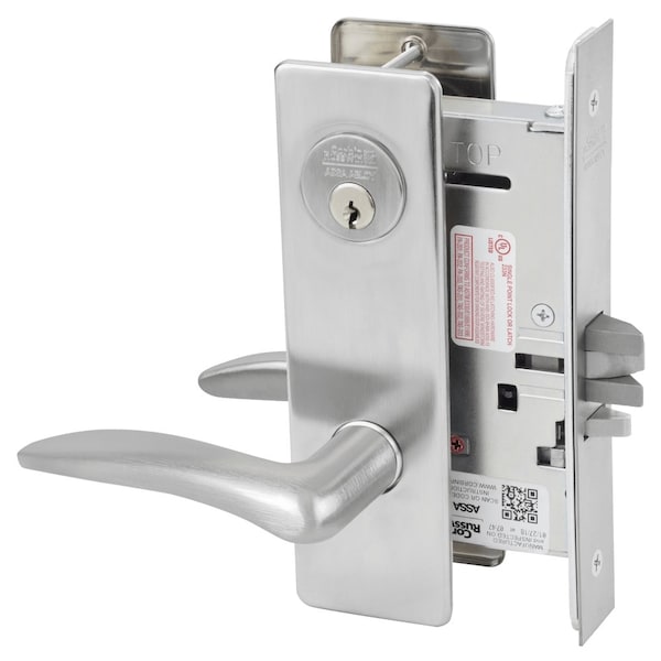 Storeroom or Closet Mortise Lock, DS Lever, M Escutcheon, Satin Chrome